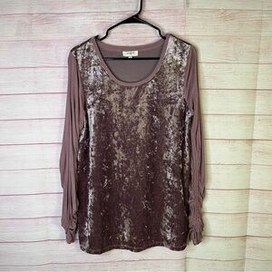 Umgee Dusty Rose Crushed Velvet Long Cinched String Sleeves Size Medium‎